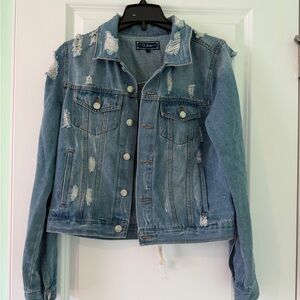 Women's Distressed Blue Denim Jacket